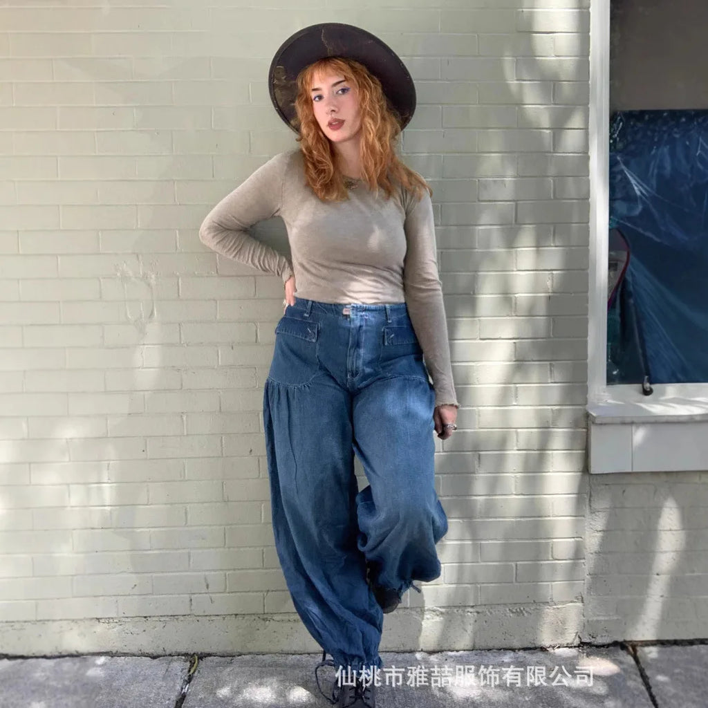 ג׳ינס רחב קמטים דגם Talia