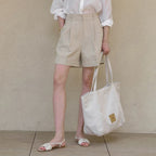 מכנסיים קצרים פשתן 100% רחב-רגל דגם Delilah
