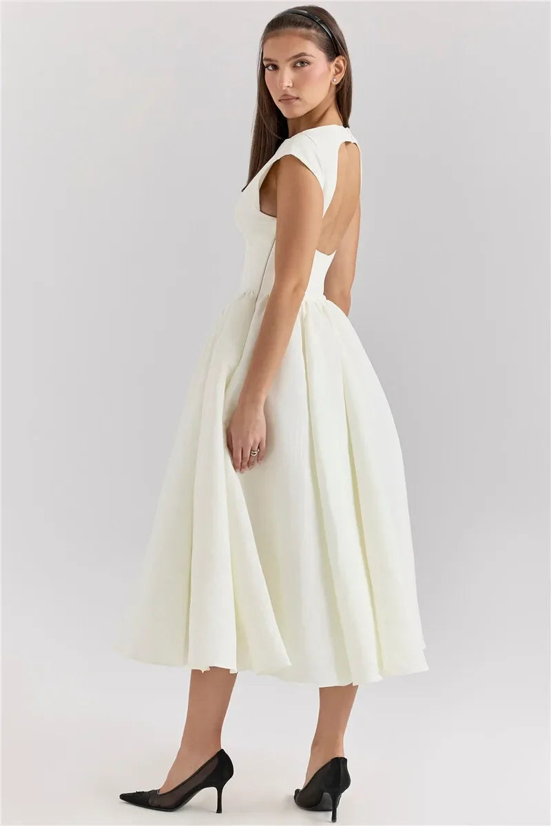 שמלת מידי אצילית עם חצאית נפוחה דגם Flora